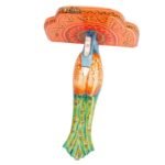 Multi Color Hand Embossed Peacock Bird Wooden Wall Shelf