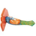 Multi Color Hand Embossed Peacock Bird Wooden Wall Shelf - Image 3