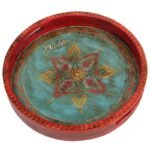 Mango Wood Multicolored Round Serving Tray