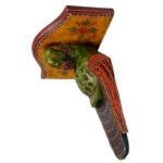 Multi Color Hand Embossed Parrot Bird Wooden Wall Shelf - Image 3