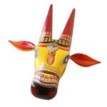 Yellow Wooden Cow head Wall Hanging