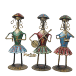 Iron Multi Color Decorative Leady Musician Show piece for home Decor,  Set of 3