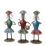 Iron Multi Color Decorative Leady Musician Show piece for home Decor,  Set of 3 - Image 3