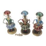 Iron Multi Color Decorative Leady Musician Show piece for home Decor,  Set of 3 - Image 5