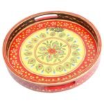 Mango Wood Multicolored Round Serving Tray - Image 2