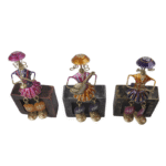 Iron Multi Color Decorative Leady Musician Show piece for home,Office  Decor,  Set of 3 With Wooden Stand - Image 3